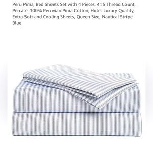 Peru Pima, Bed Sheets Set with 4 Pieces, 415 Thread Count, Cooling Cotton